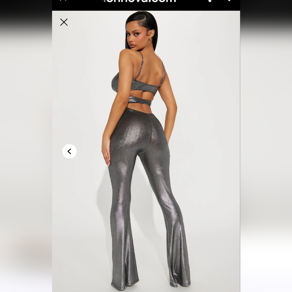 FASHION NOVA novaMetallic Silver Halter Jumpsuit - Picture 3 of 10